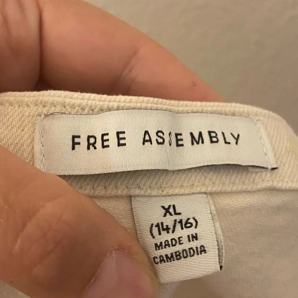 Free Assembly Slouchy Overalls white cream cotton canvas lagenlook teen 14-16